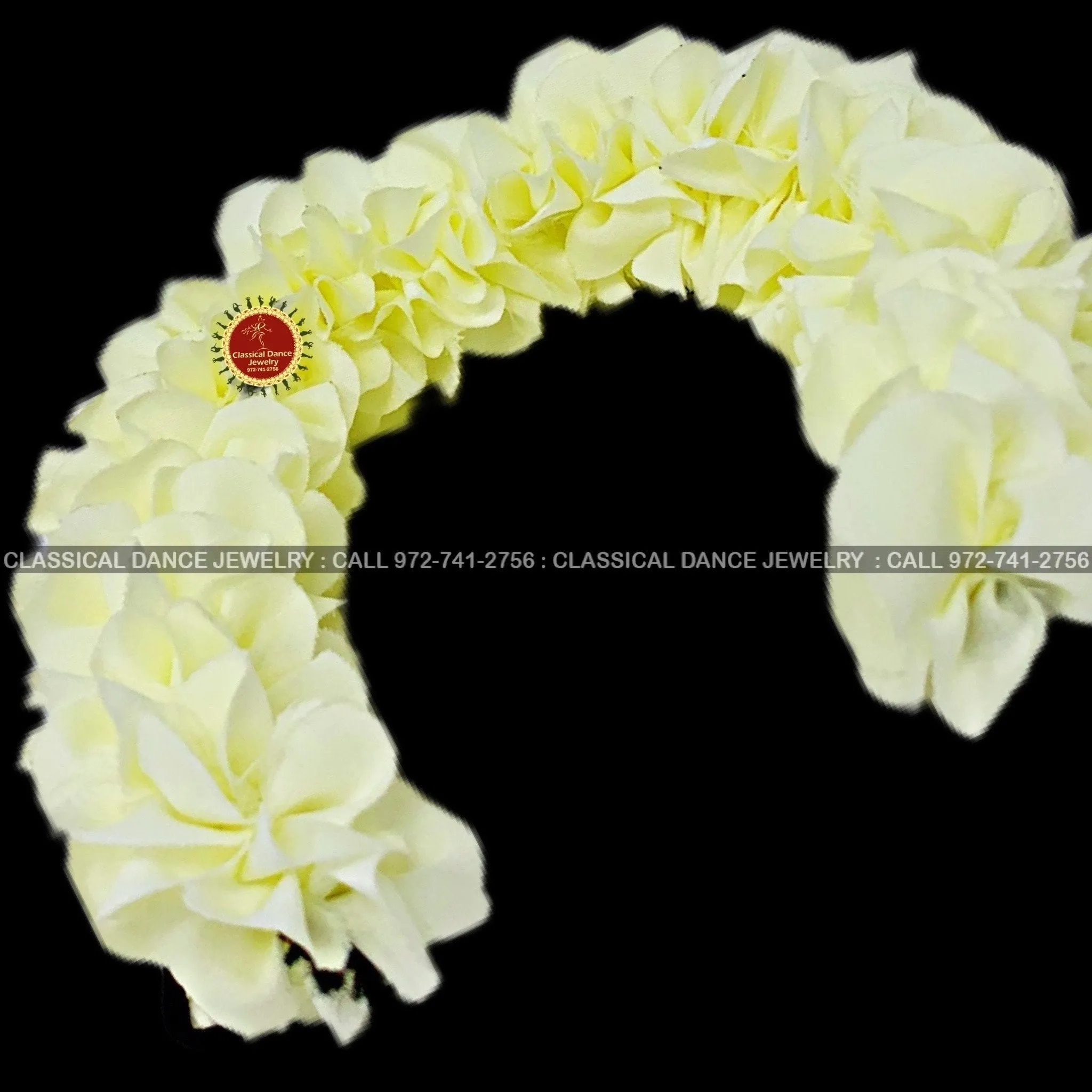 Ivory Satin Round Cut Flowers | Bharatanatyam Kuchipudi Dance flowers | 12 in | veni kondai | Classical Dance Jewelry