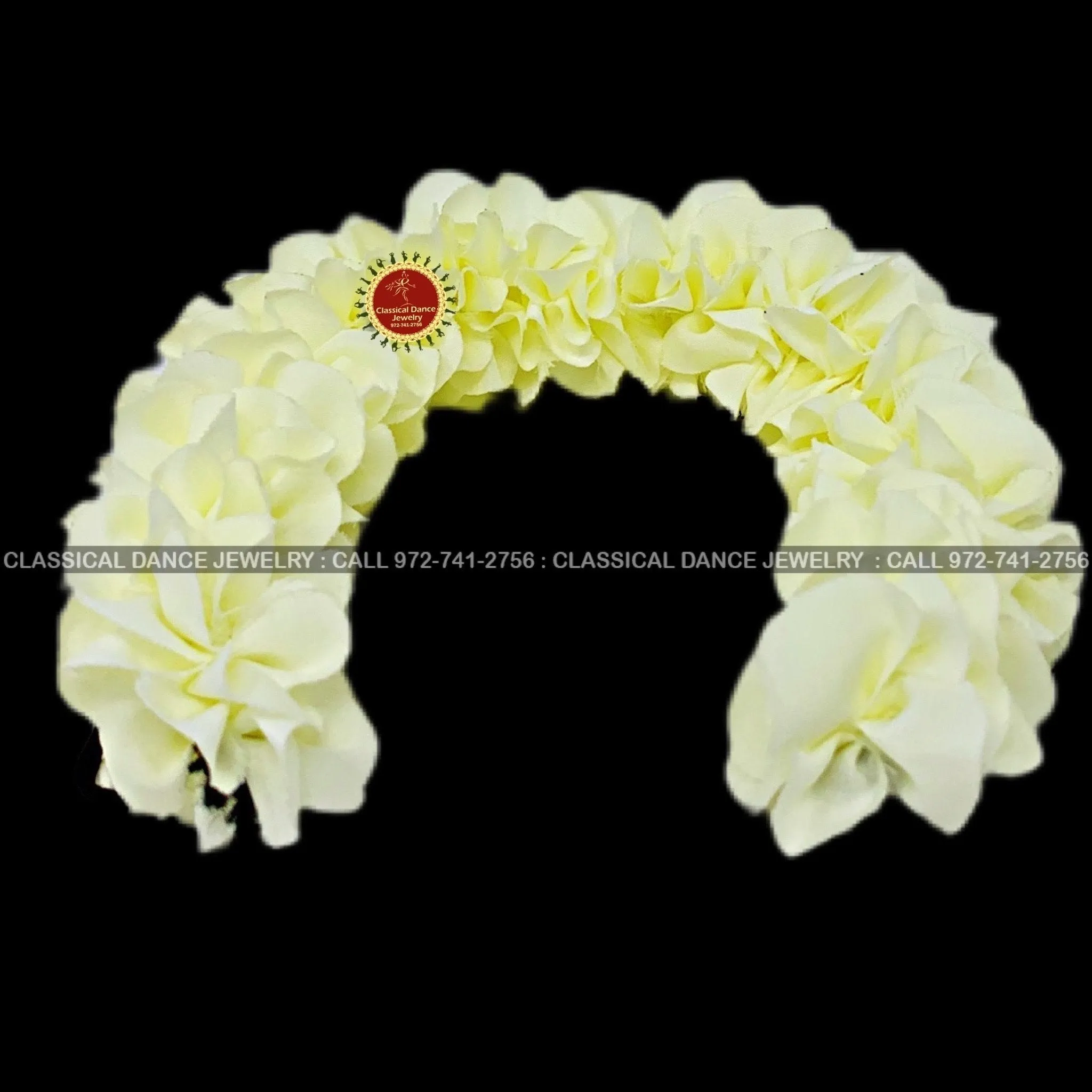 Ivory Satin Round Cut Flowers | Bharatanatyam Kuchipudi Dance flowers | 12 in | veni kondai | Classical Dance Jewelry