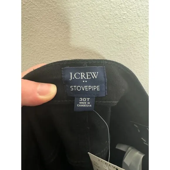 J. Crew 30T Stovepipe Straight Jean In Signature Stretch Black Wash Raw Hem NWT