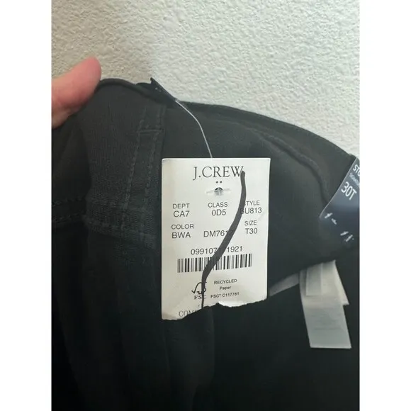 J. Crew 30T Stovepipe Straight Jean In Signature Stretch Black Wash Raw Hem NWT