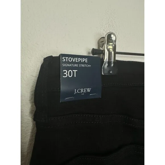 J. Crew 30T Stovepipe Straight Jean In Signature Stretch Black Wash Raw Hem NWT