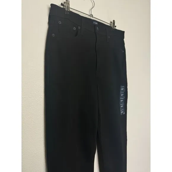 J. Crew 30T Stovepipe Straight Jean In Signature Stretch Black Wash Raw Hem NWT