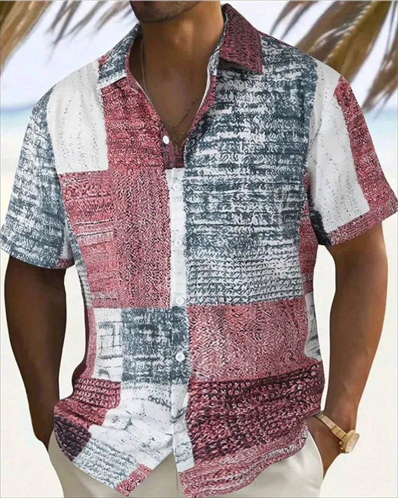 James | Bohemian Style 3D-Kariertes Herren-Kurzarmhemd