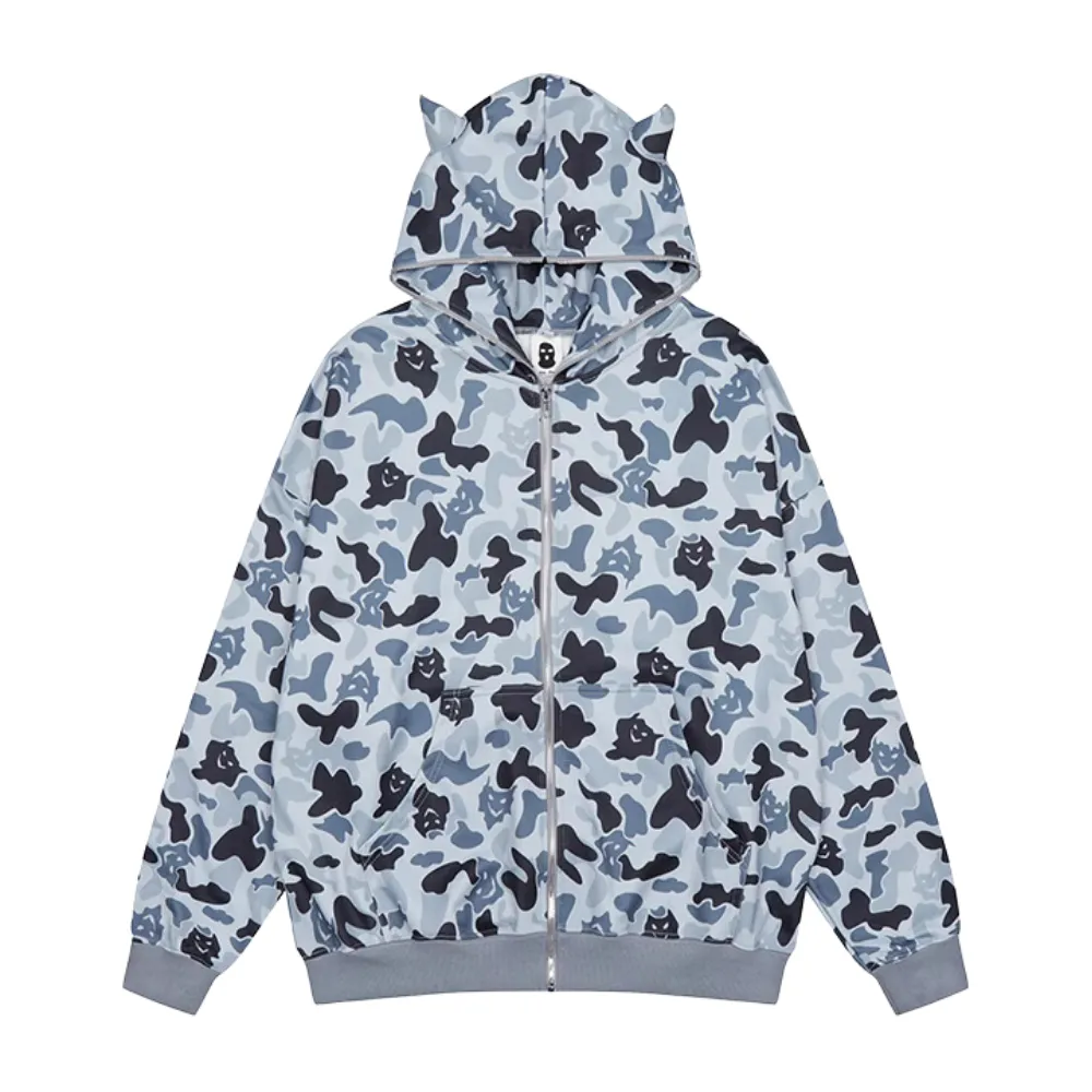 Japanese Street Devil Print Hoodie