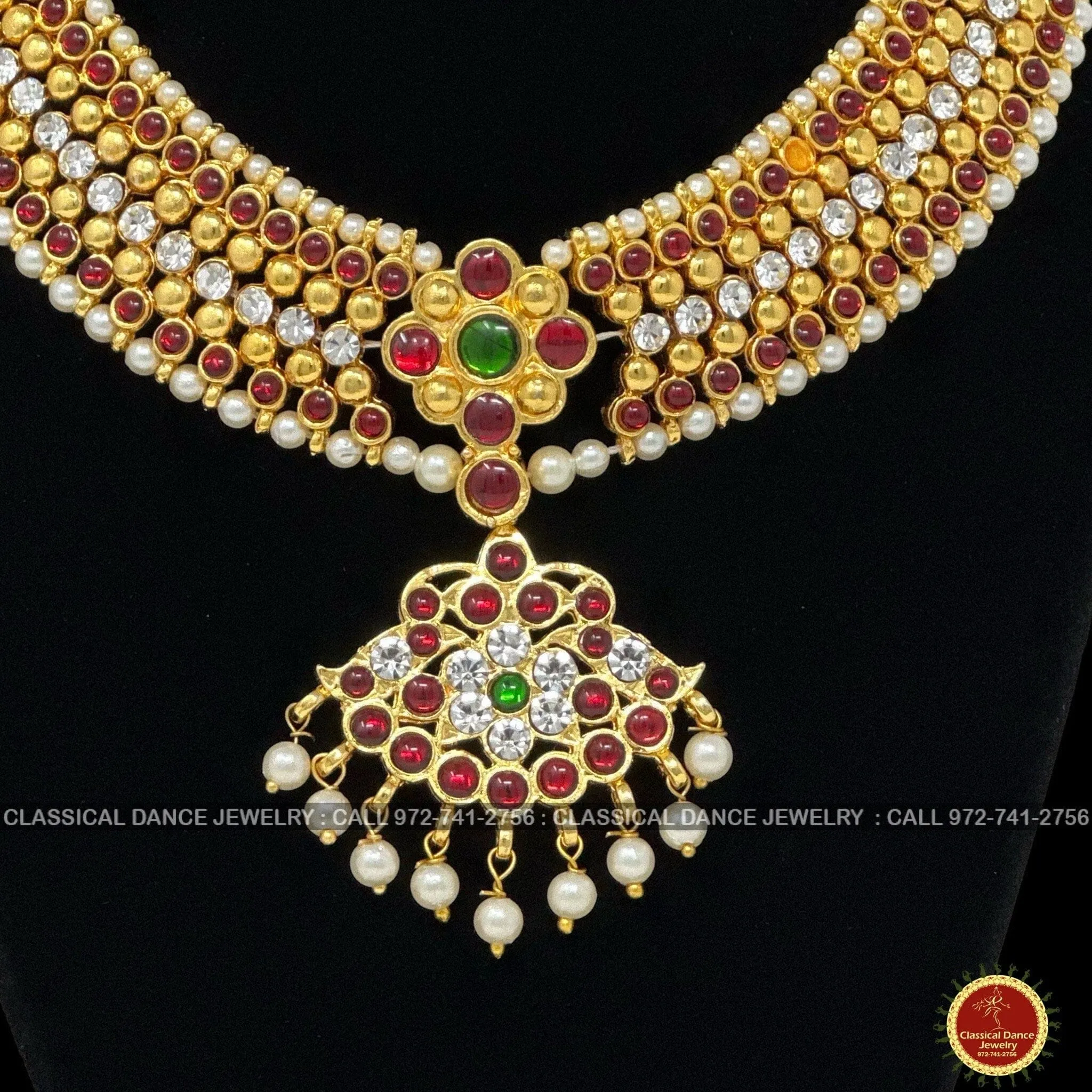 Kemp Temple Indian Jewelry Choker | Short Necklace | Bharatnatyam Kuchipudi Parties Engagement Weddings | Classical Dance Jewelry