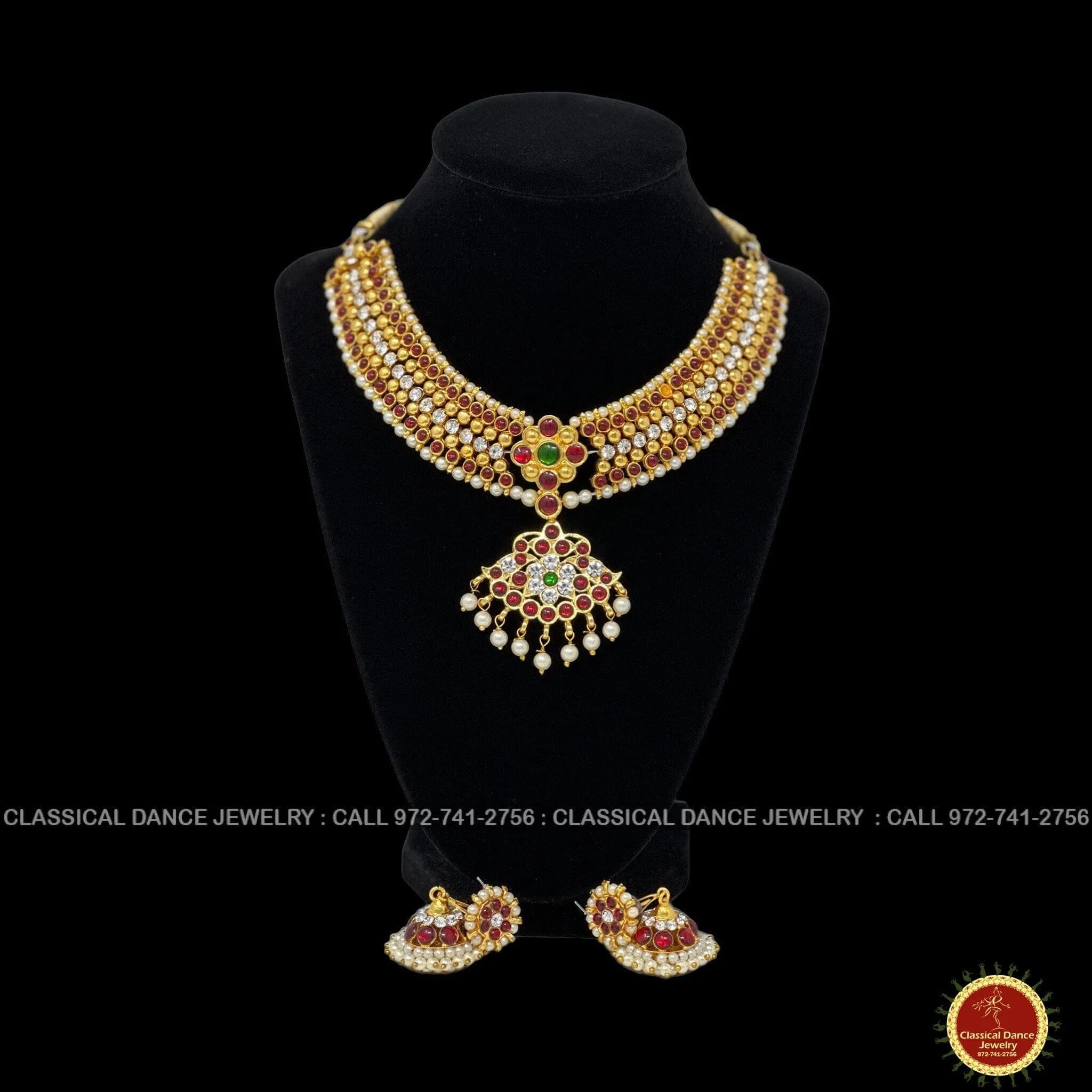Kemp Temple Indian Jewelry Choker | Short Necklace | Bharatnatyam Kuchipudi Parties Engagement Weddings | Classical Dance Jewelry