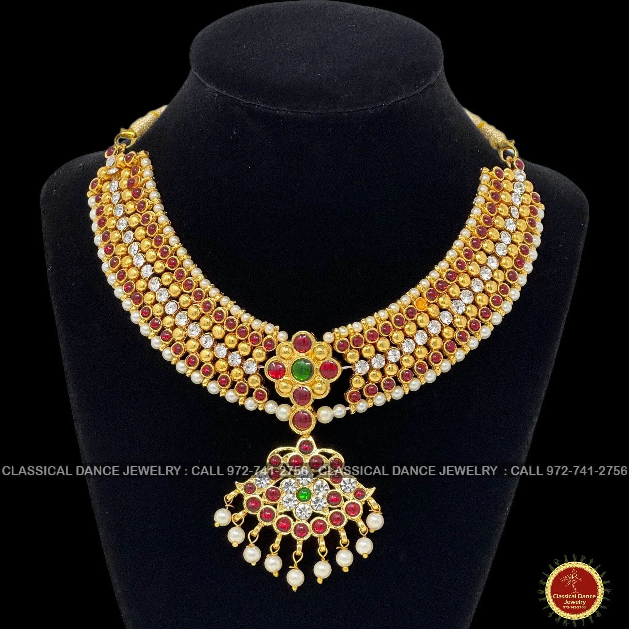 Kemp Temple Indian Jewelry Choker | Short Necklace | Bharatnatyam Kuchipudi Parties Engagement Weddings | Classical Dance Jewelry