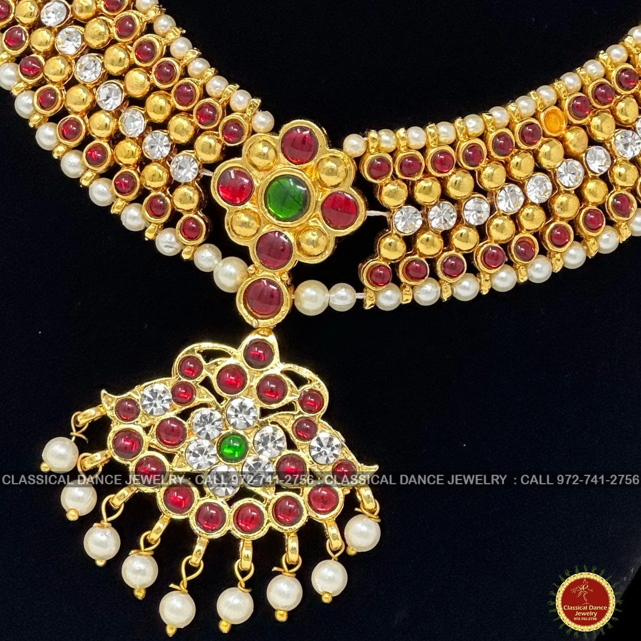 Kemp Temple Indian Jewelry Choker | Short Necklace | Bharatnatyam Kuchipudi Parties Engagement Weddings | Classical Dance Jewelry