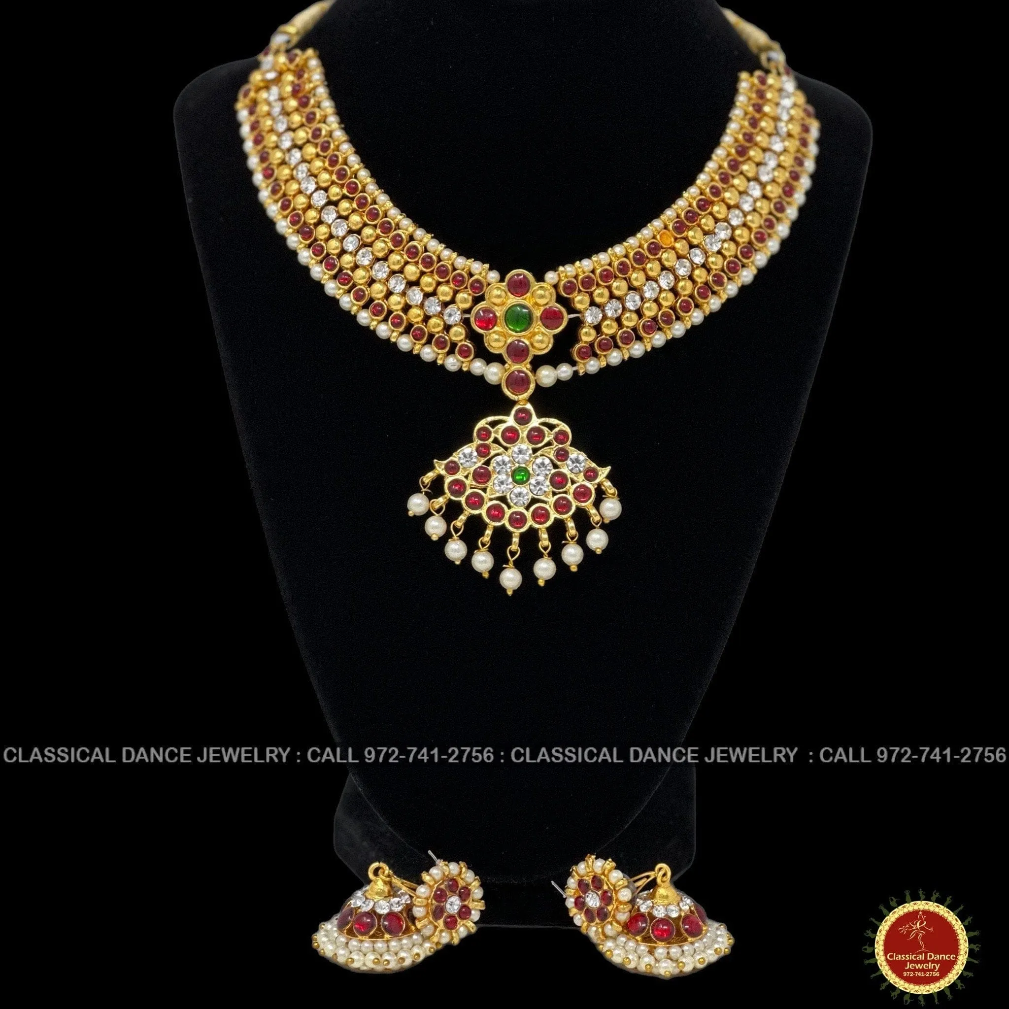Kemp Temple Indian Jewelry Choker | Short Necklace | Bharatnatyam Kuchipudi Parties Engagement Weddings | Classical Dance Jewelry