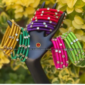 KIDS ADULTS Colorful Silk Thread Bangles Set  | Indian Jewelry Wedding Bangles Choodi Gajulu | Return gift | Classical Dance Jewelry
