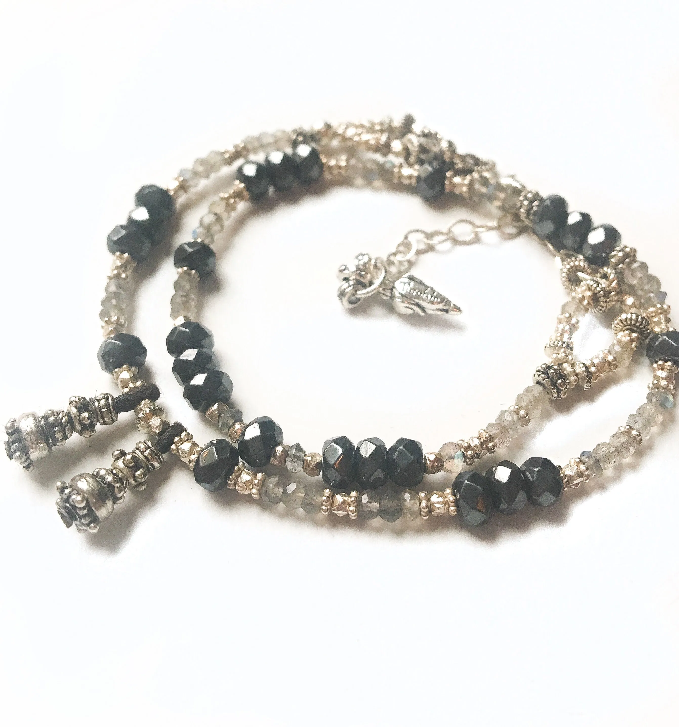 Labradorite Silver & Hematite Love Wrap Bracelet