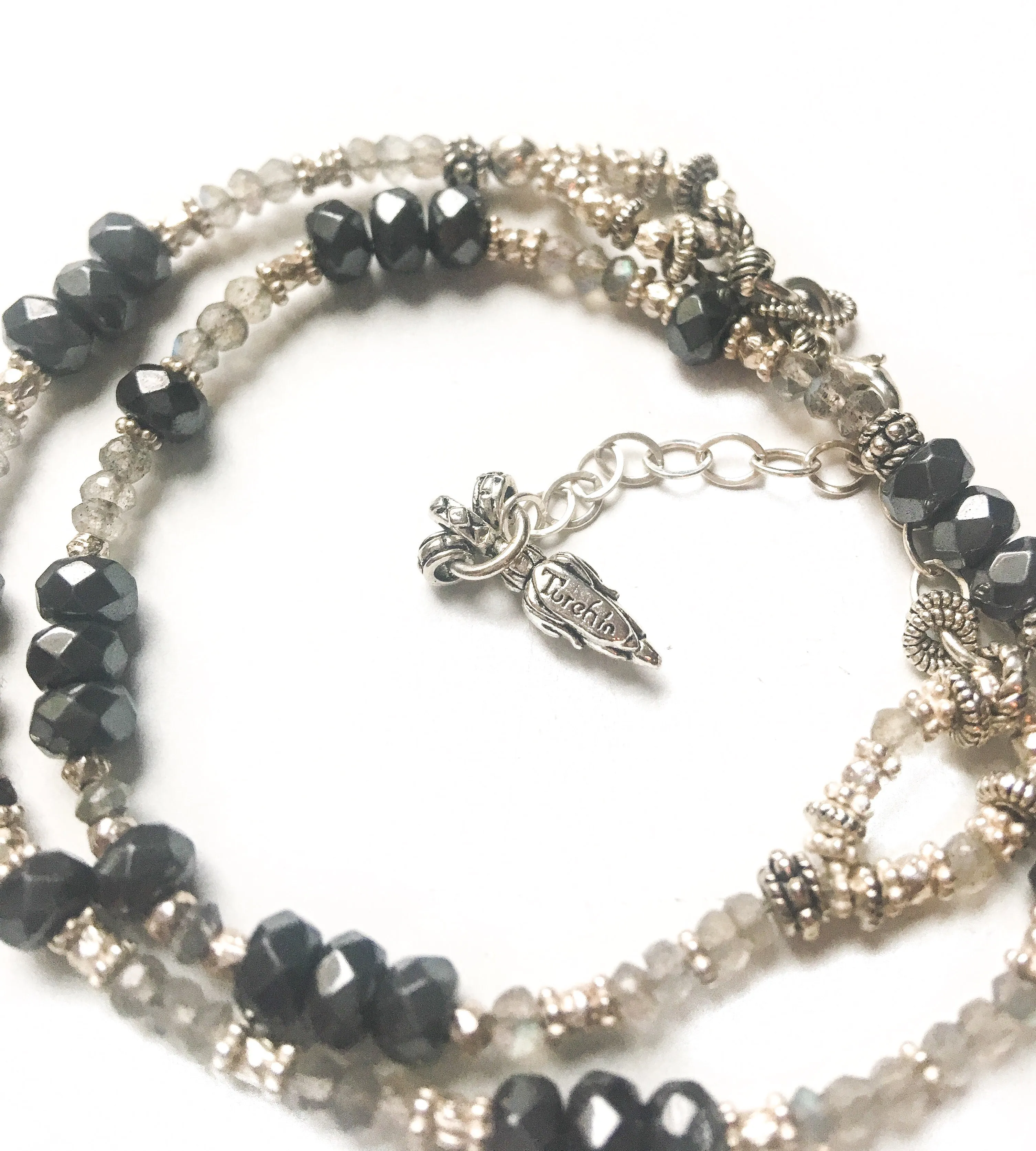 Labradorite Silver & Hematite Love Wrap Bracelet
