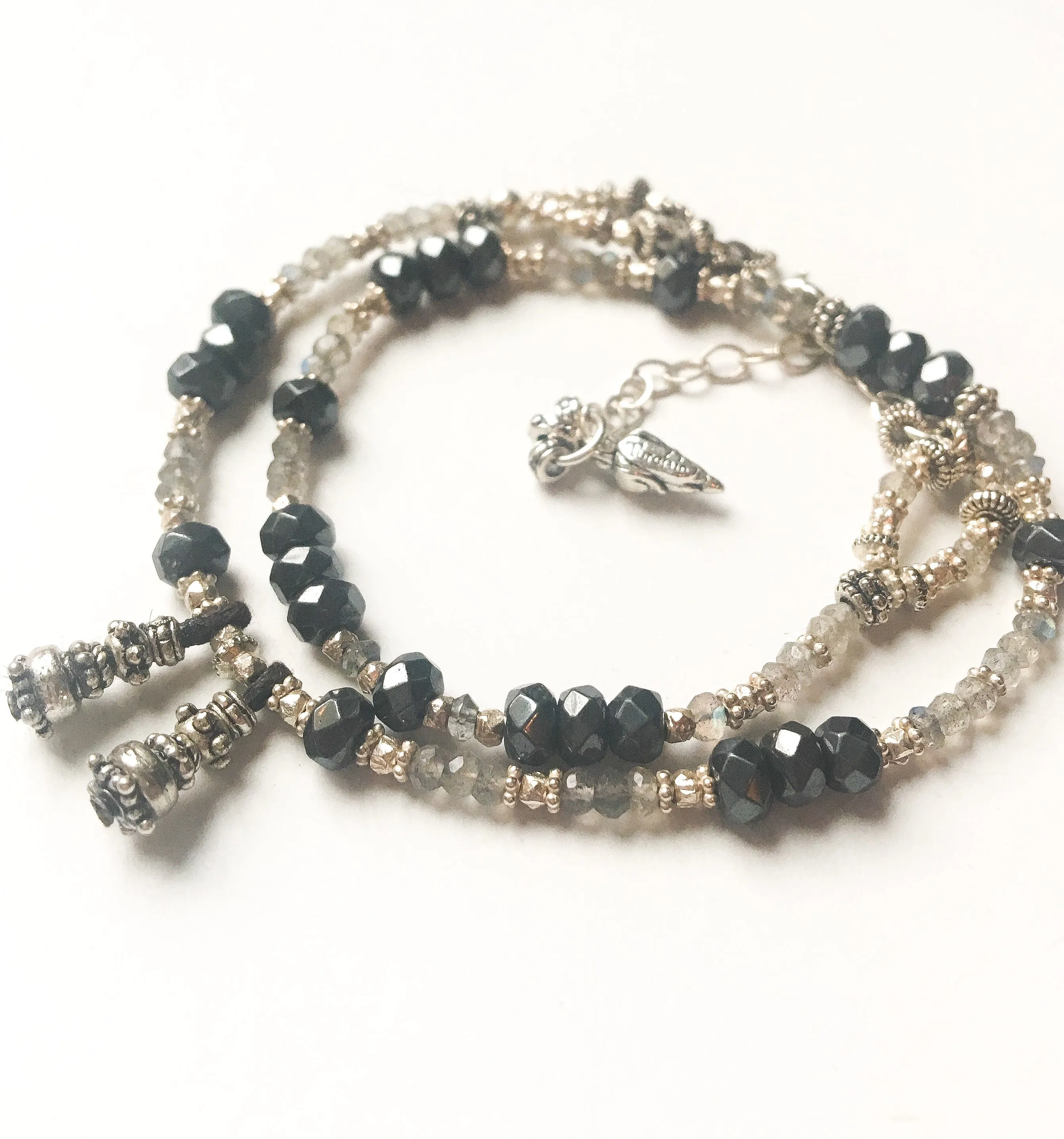 Labradorite Silver & Hematite Love Wrap Bracelet