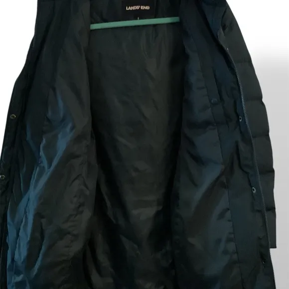 Lands’end women’s Kelly Green Jacket size Small Feather Down parka coat long