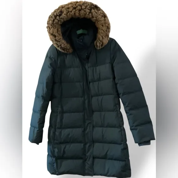 Lands’end women’s Kelly Green Jacket size Small Feather Down parka coat long