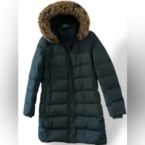 Lands’end women’s Kelly Green Jacket size Small Feather Down parka coat long