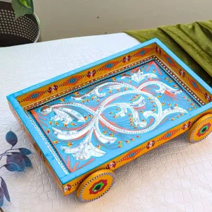 Light Blue Mini Tray On Wheels