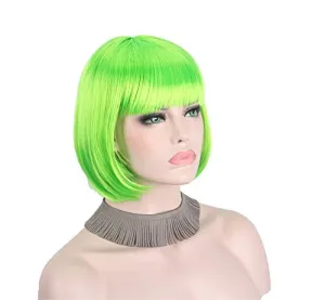 Light Neon Green Wig Short Straight Colorful Synthetic St. Patrick‘s Day 10"