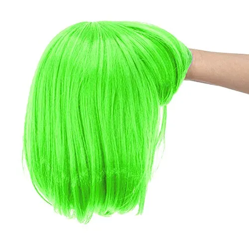 Light Neon Green Wig Short Straight Colorful Synthetic St. Patrick‘s Day 10"