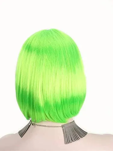 Light Neon Green Wig Short Straight Colorful Synthetic St. Patrick‘s Day 10"