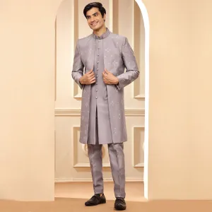 Light Purple Jacket Indo Western With All Over Work
