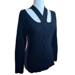 Liverpool Los Angeles Women’s Cable Twist Sweater black &amp; grey size M