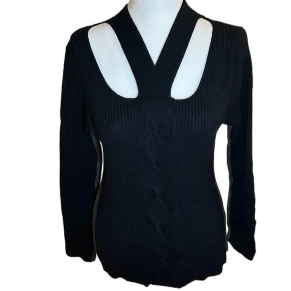 Liverpool Los Angeles Women’s Cable Twist Sweater black &amp; grey size M