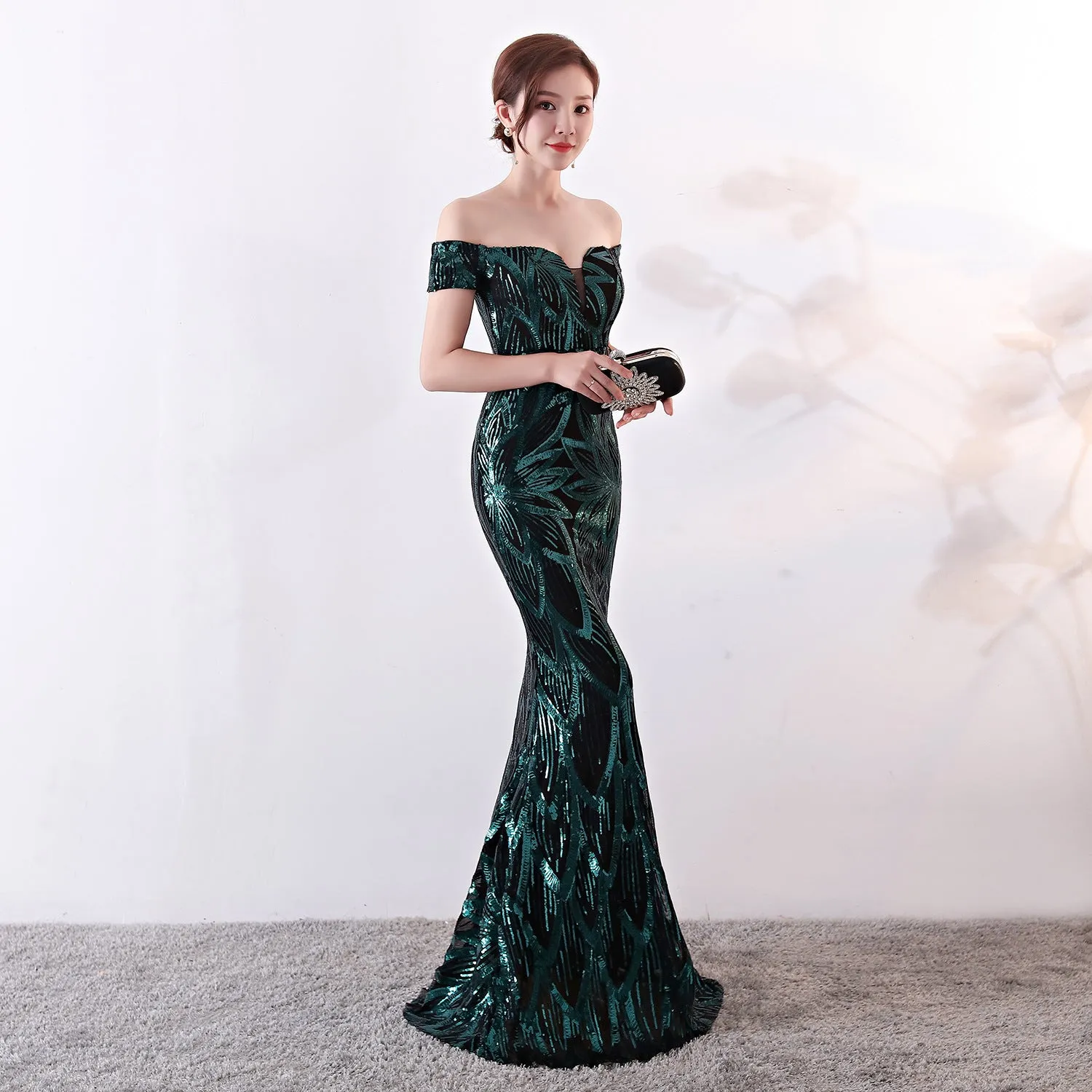 Long Mermaid Sequined Evening Gown Slim Slim Party Dress
