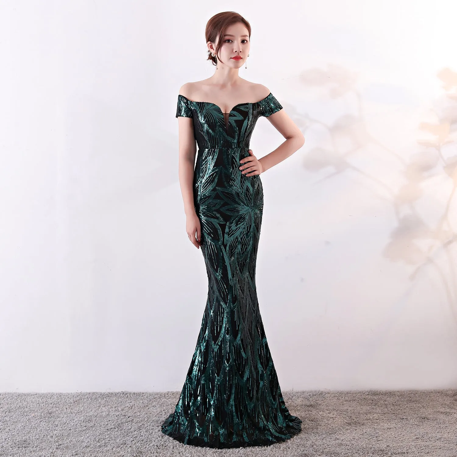 Long Mermaid Sequined Evening Gown Slim Slim Party Dress
