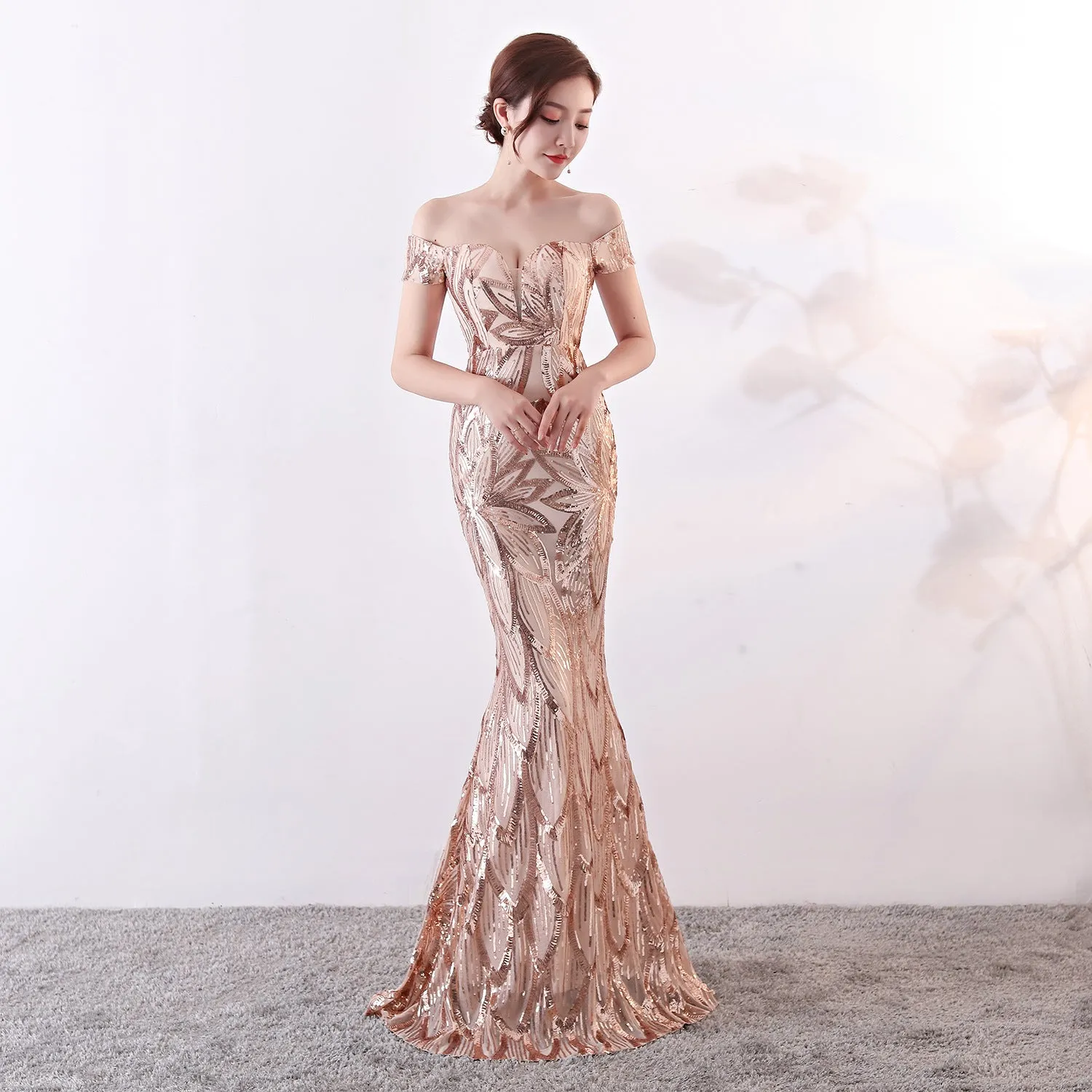 Long Mermaid Sequined Evening Gown Slim Slim Party Dress