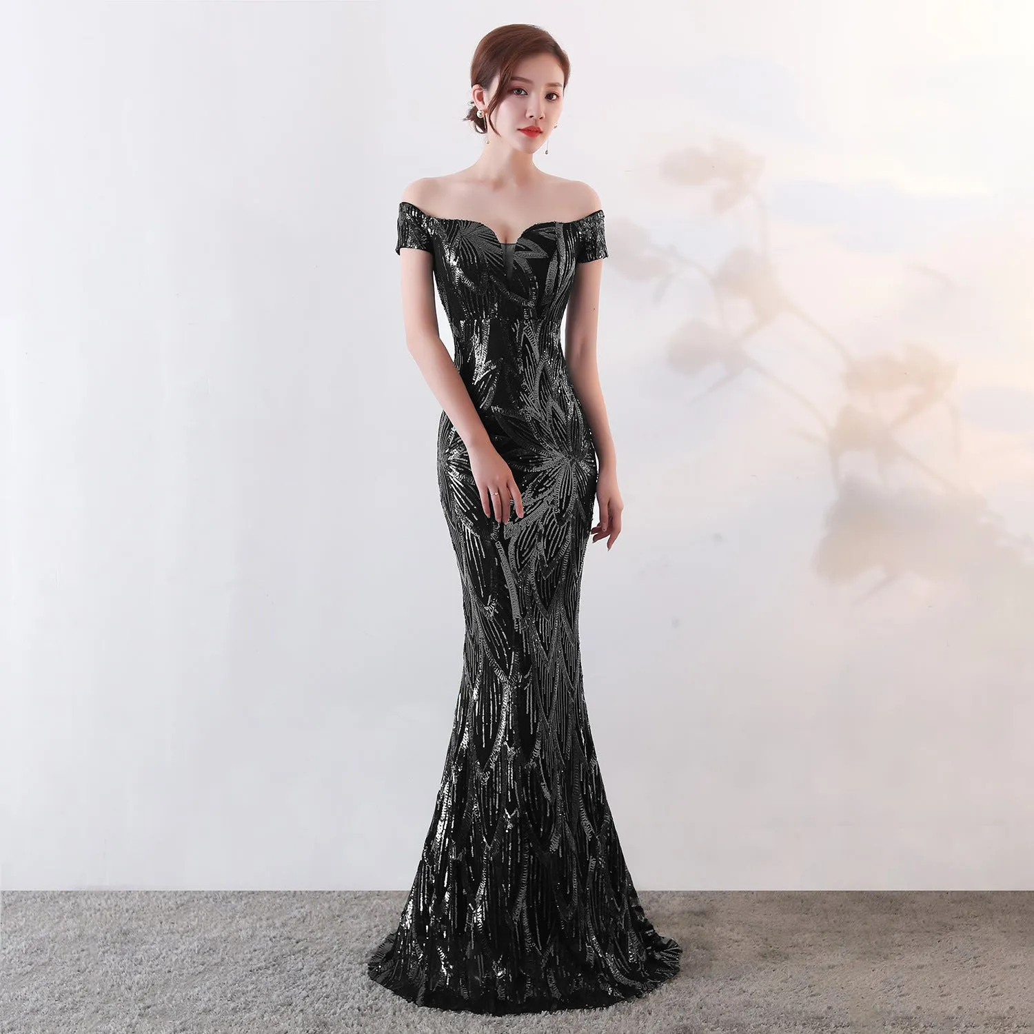 Long Mermaid Sequined Evening Gown Slim Slim Party Dress