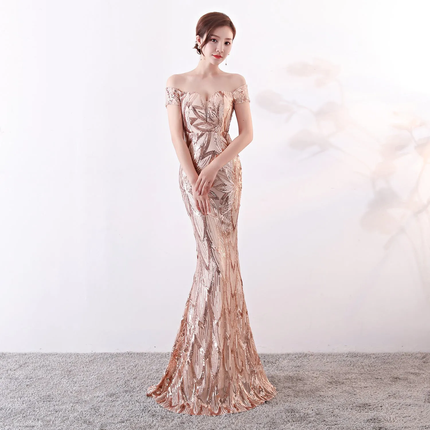 Long Mermaid Sequined Evening Gown Slim Slim Party Dress