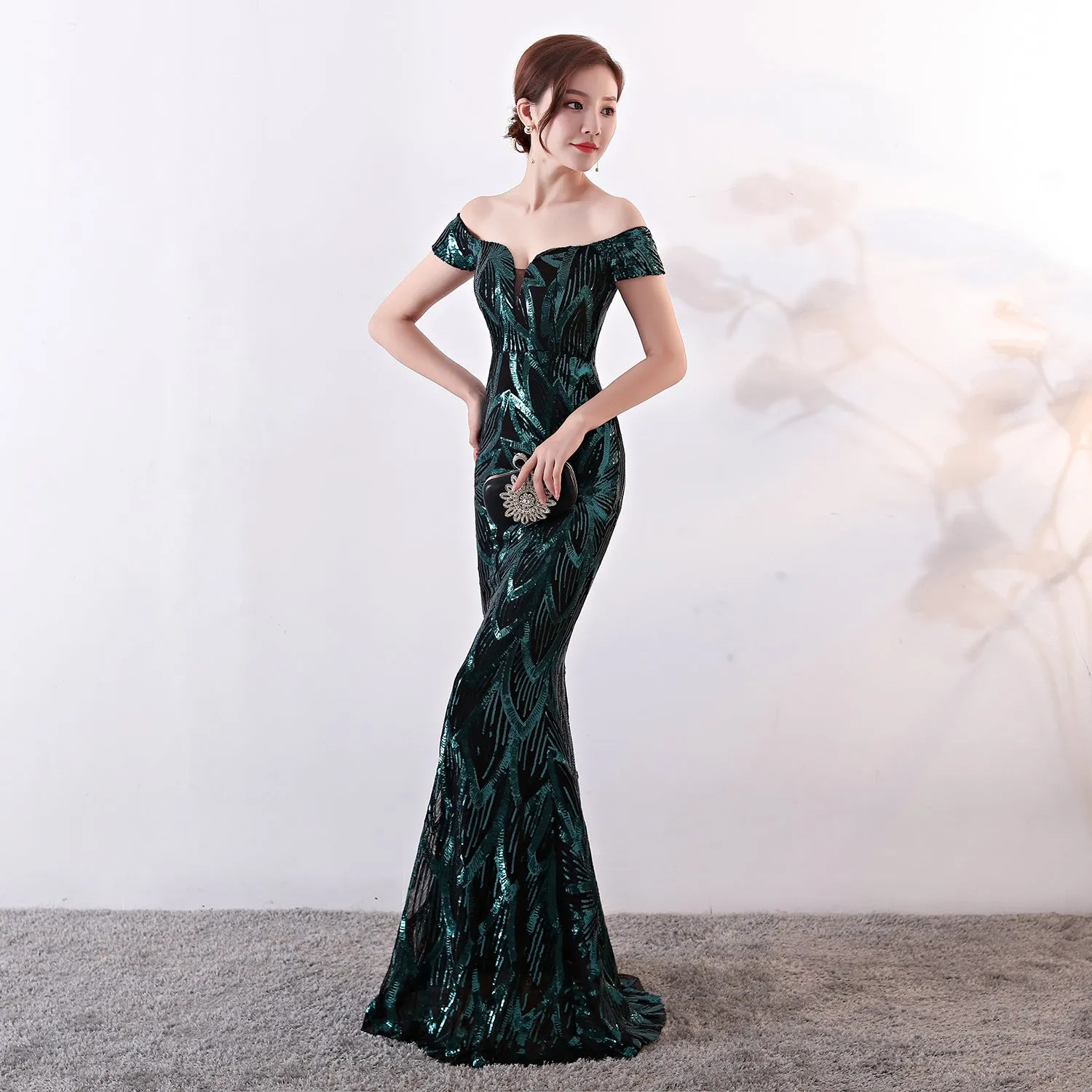 Long Mermaid Sequined Evening Gown Slim Slim Party Dress