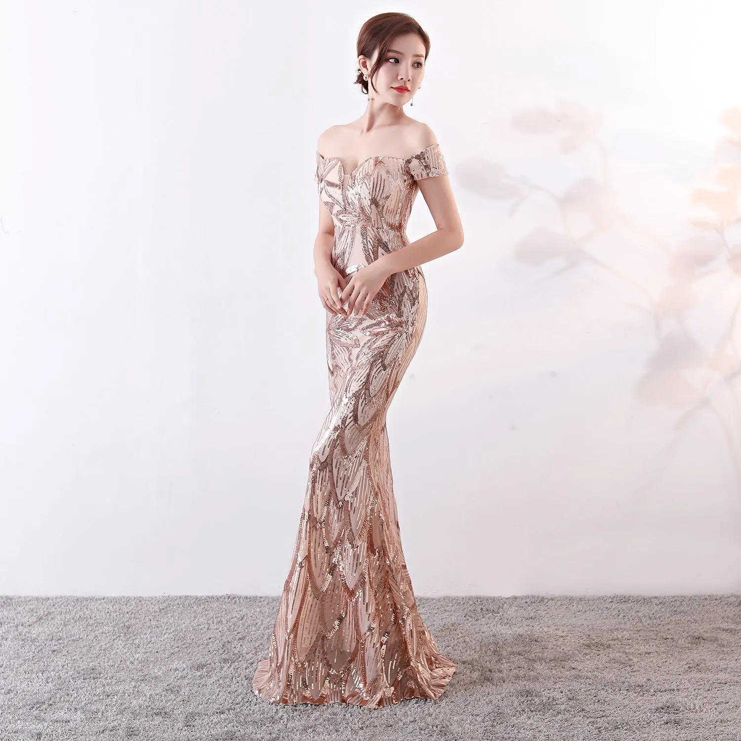 Long Mermaid Sequined Evening Gown Slim Slim Party Dress