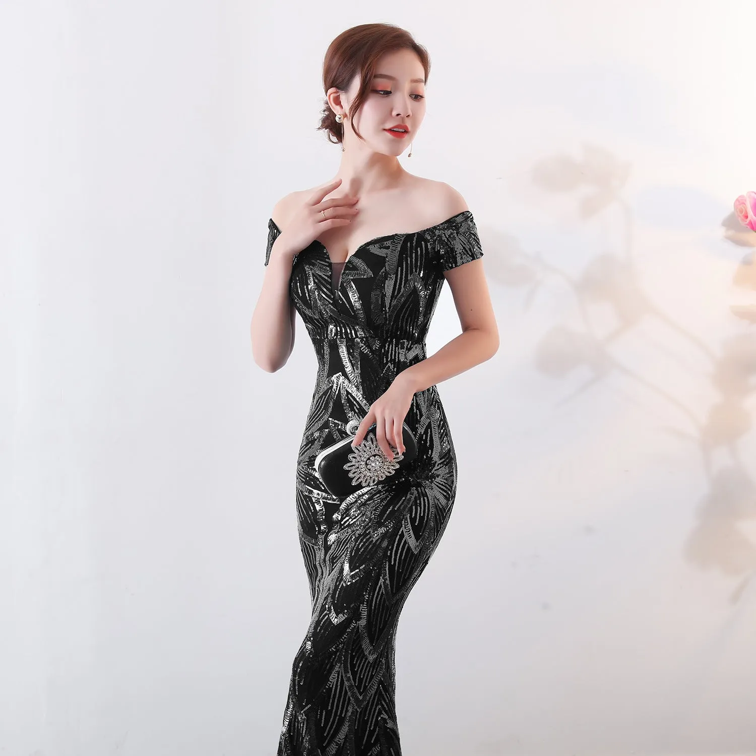 Long Mermaid Sequined Evening Gown Slim Slim Party Dress