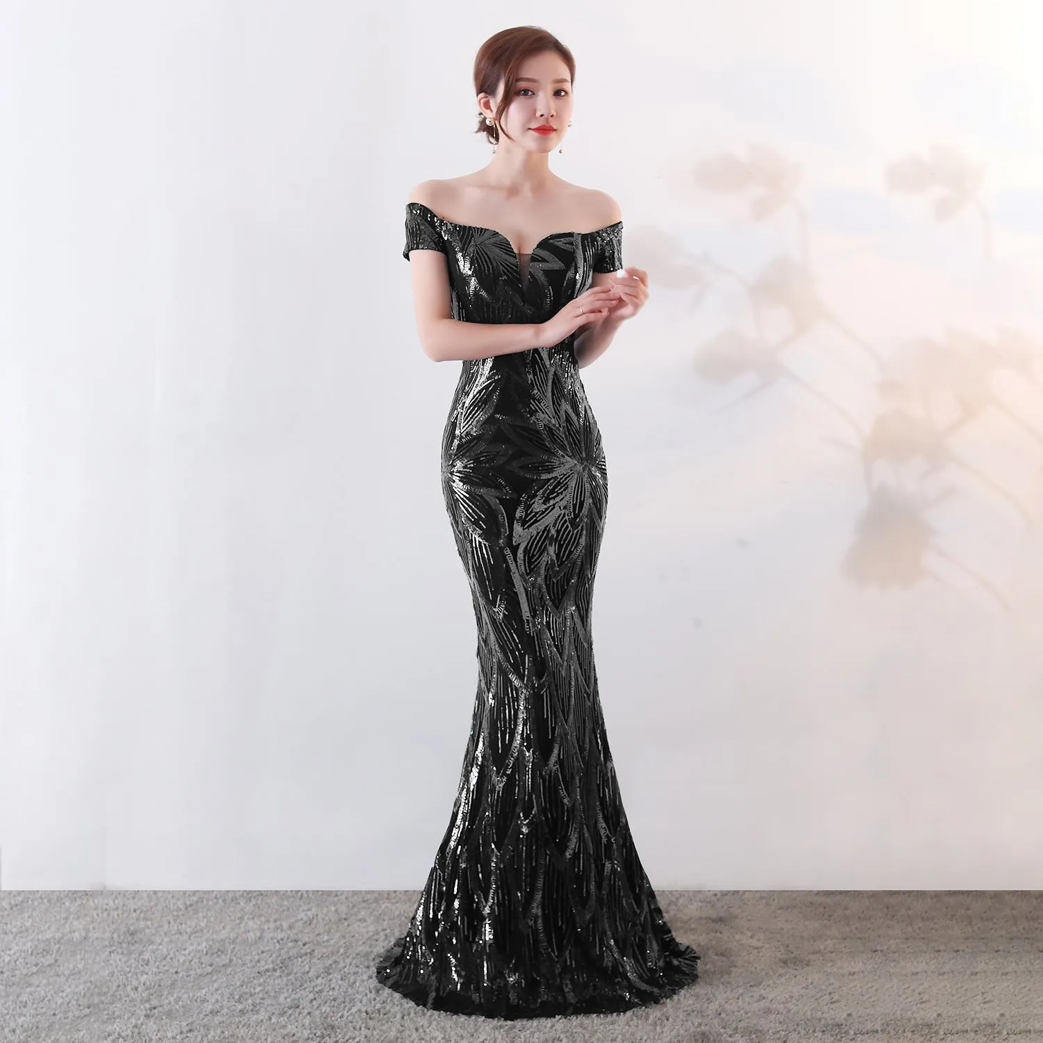 Long Mermaid Sequined Evening Gown Slim Slim Party Dress