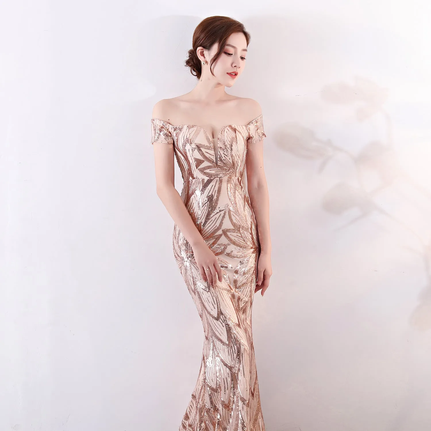 Long Mermaid Sequined Evening Gown Slim Slim Party Dress