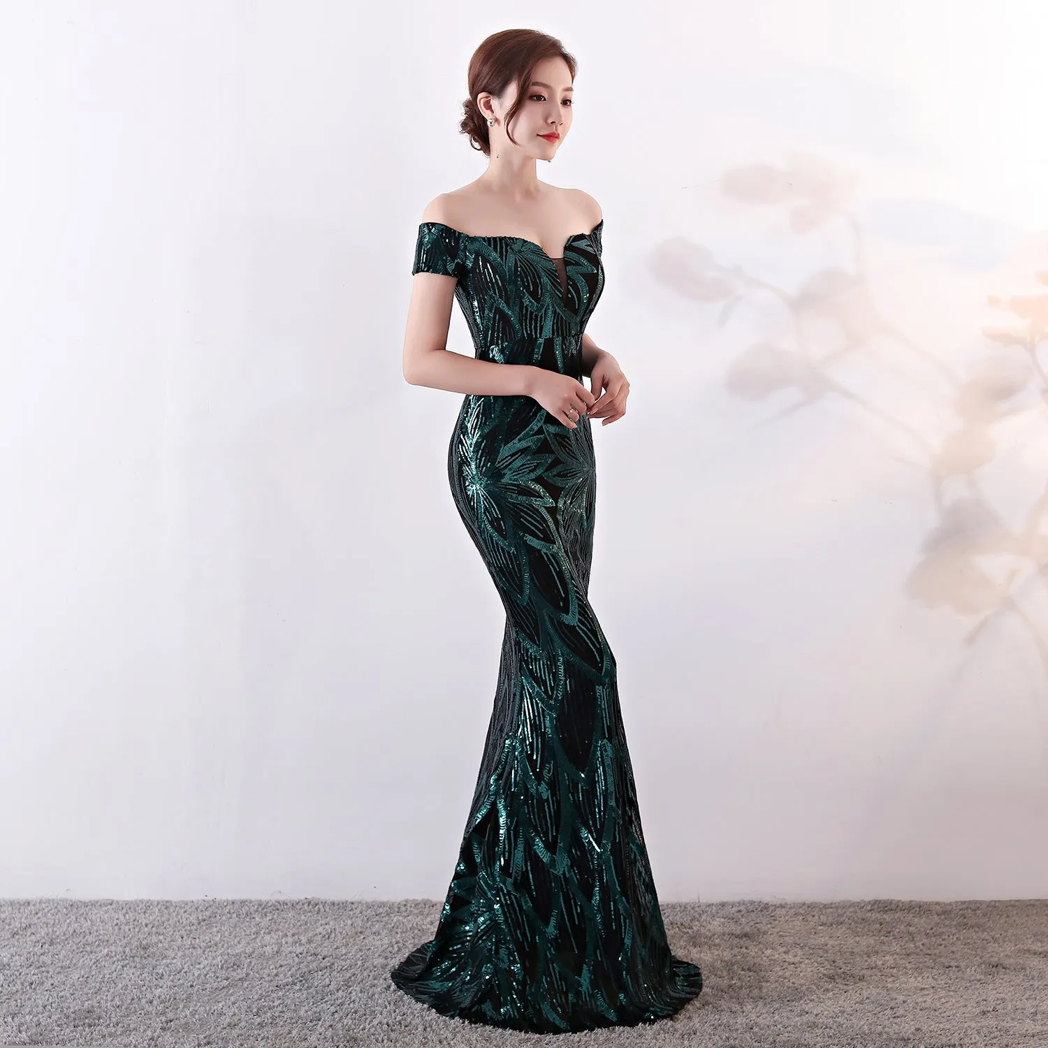 Long Mermaid Sequined Evening Gown Slim Slim Party Dress