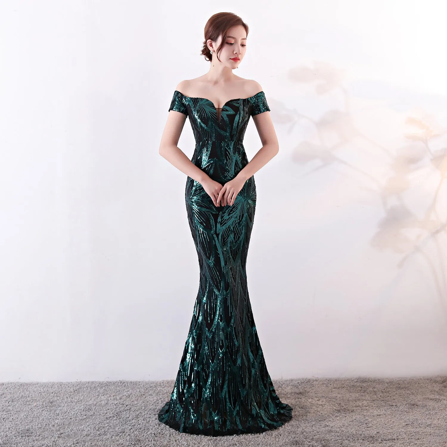 Long Mermaid Sequined Evening Gown Slim Slim Party Dress