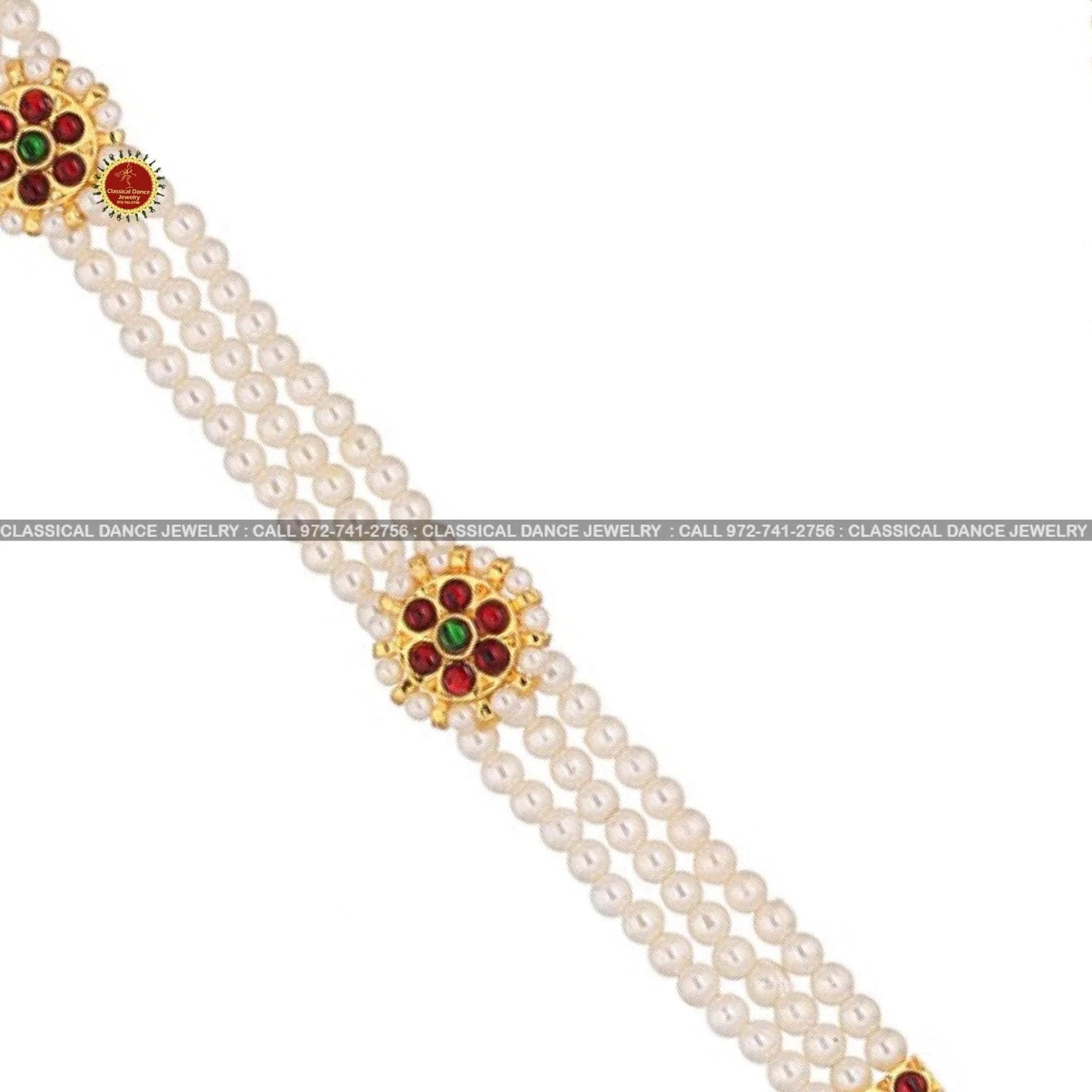 Long Pearl Haram Indian Jewelry | 3 lines | Haram | Bharatnatyam Kuchipudi Weddings | Classical Dance Jewelry