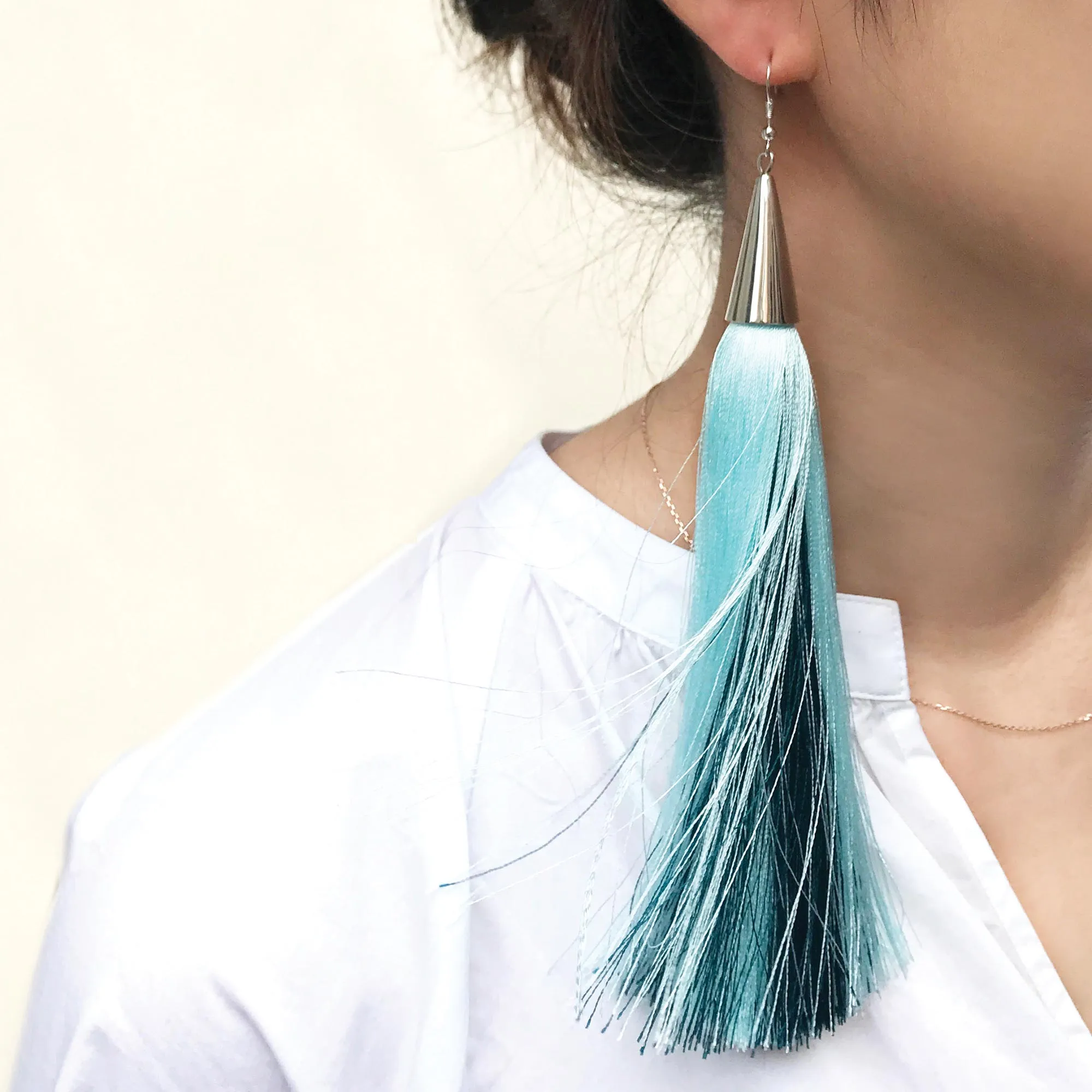 LONG SILK TASSEL EARRING