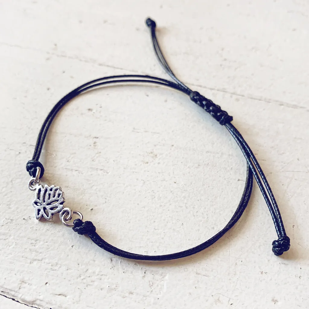 lucky lotus - small lotus flower adjustable cord bracelet