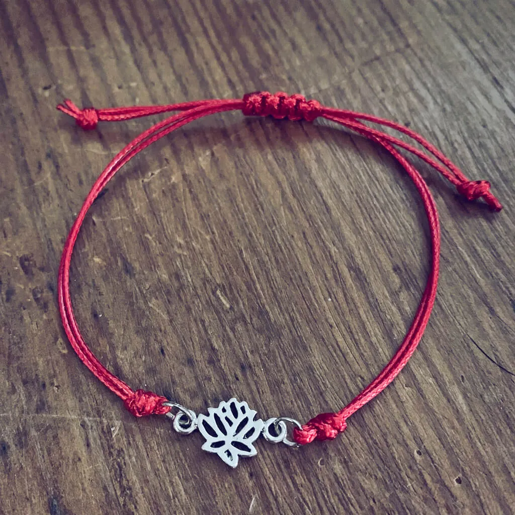 lucky lotus - small lotus flower adjustable cord bracelet