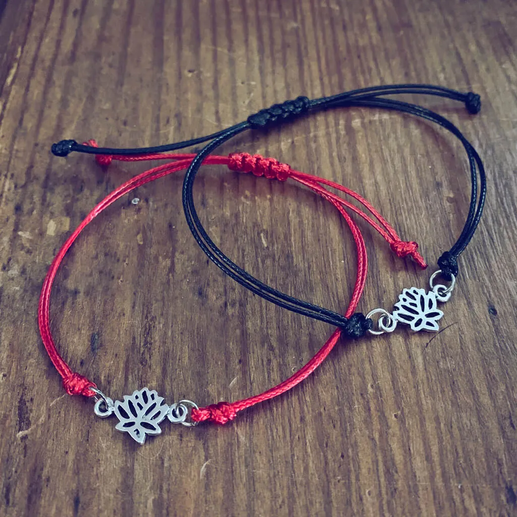 lucky lotus - small lotus flower adjustable cord bracelet