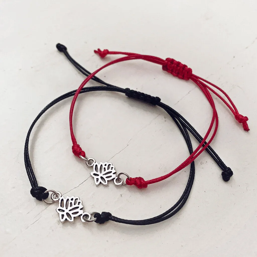 lucky lotus - small lotus flower adjustable cord bracelet