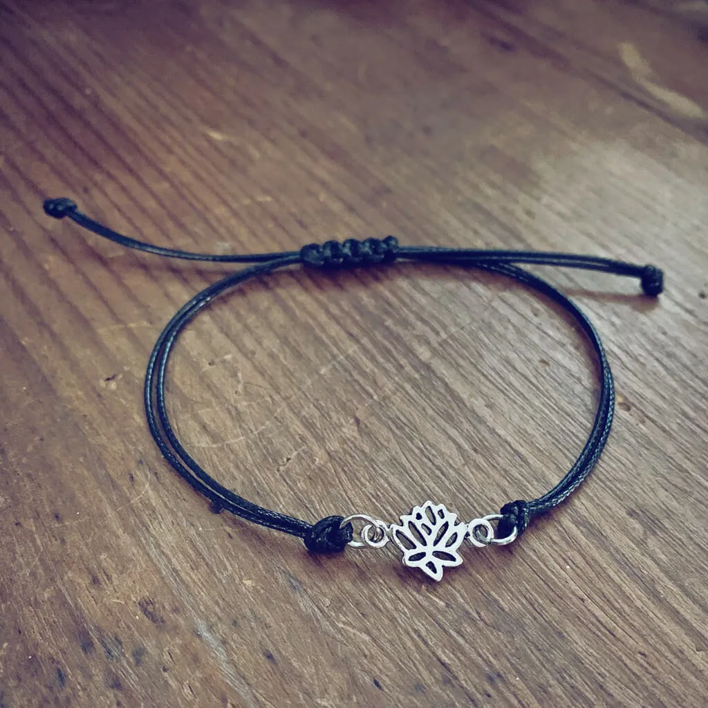 lucky lotus - small lotus flower adjustable cord bracelet