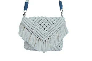Macrame Boho Sling Handbag - Offwhite
