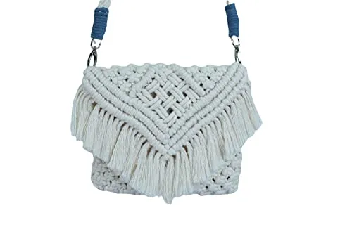 Macrame Boho Sling Handbag - Offwhite