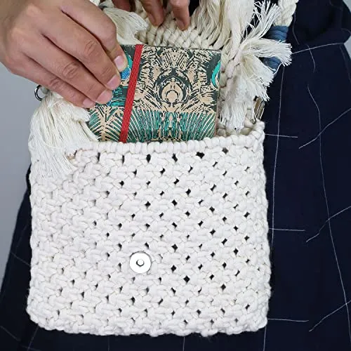 Macrame Boho Sling Handbag - Offwhite