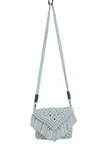 Macrame Boho Sling Handbag - Offwhite
